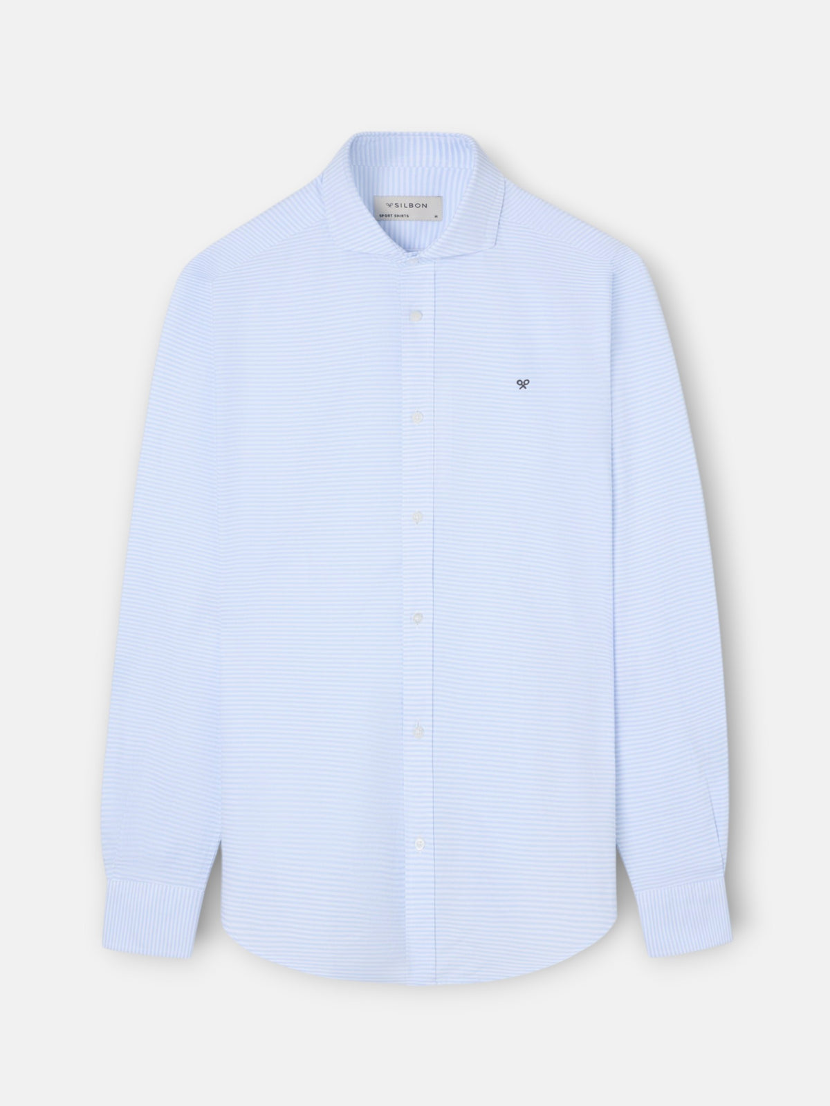 Camisa sport oxford rayas horizontales celeste