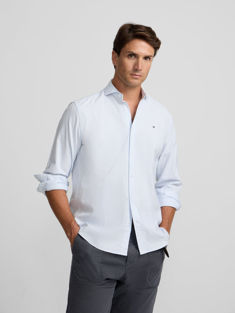 Light blue striped oxford sport shirt