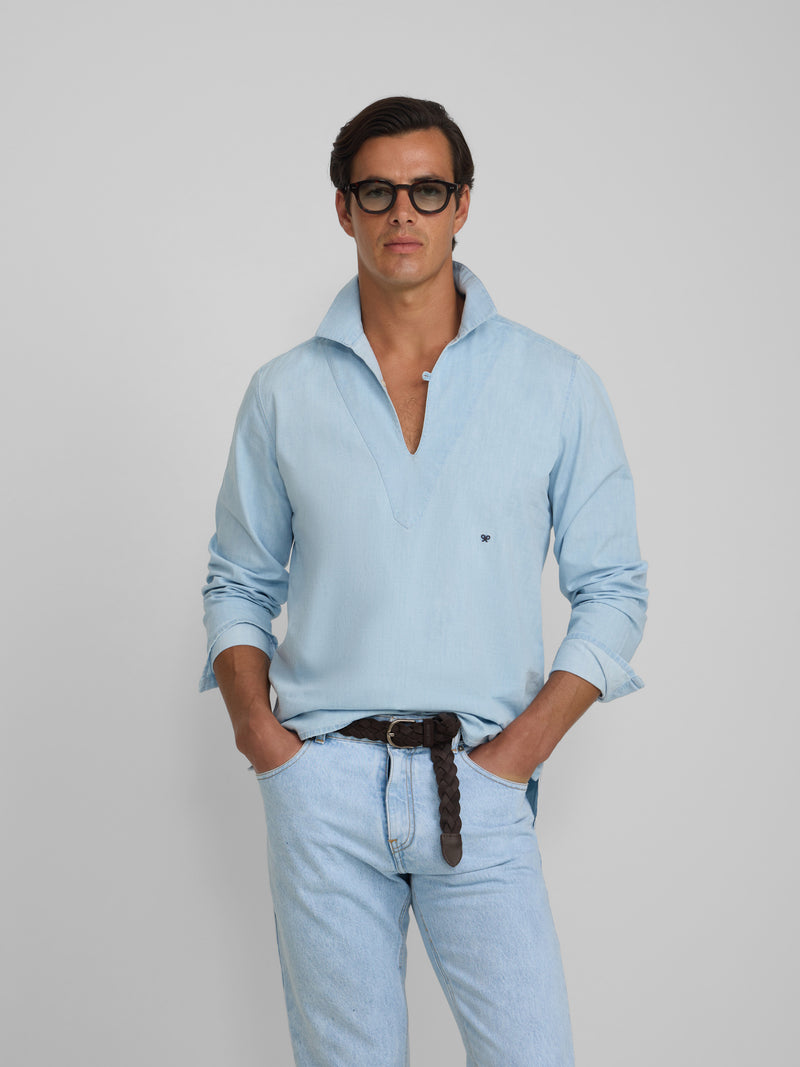 Sport cruise denim polo shirt in medium blue