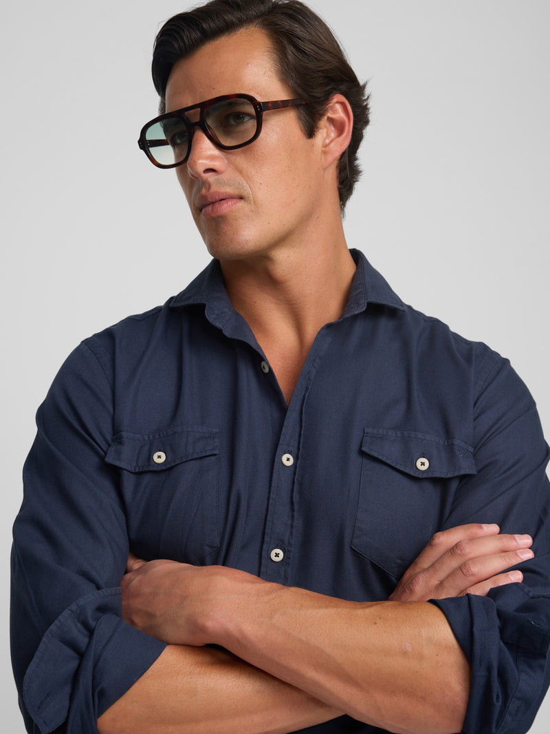 Camisa sport cruise bolsos azul-marinho