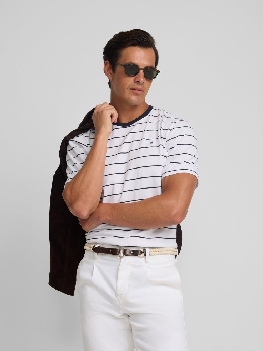 Cruise T-shirt with fine blue stripes