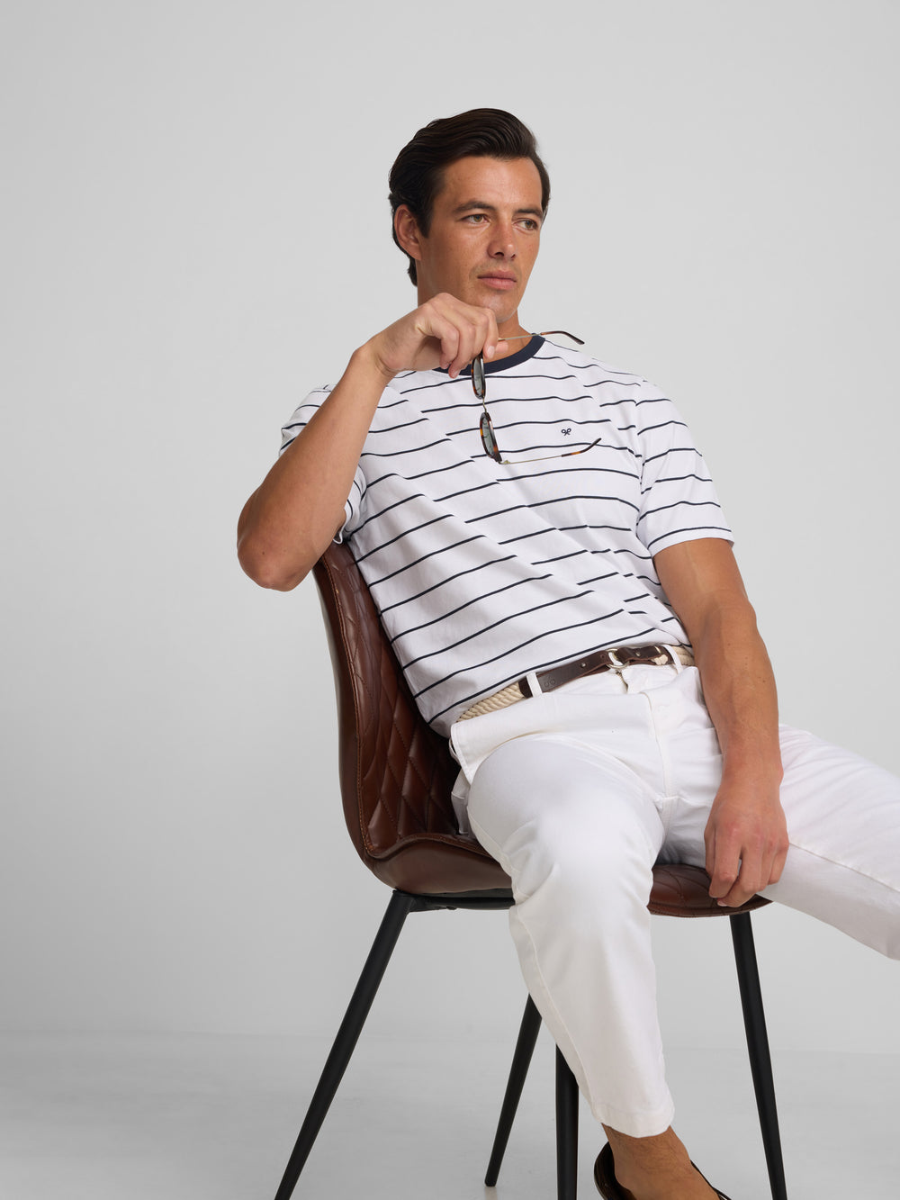 Cruise T-shirt with fine blue stripes