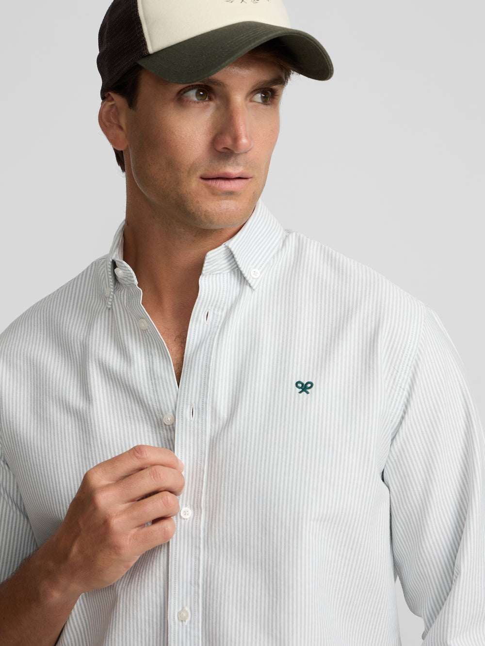 Camisa sport oxford rayas verde