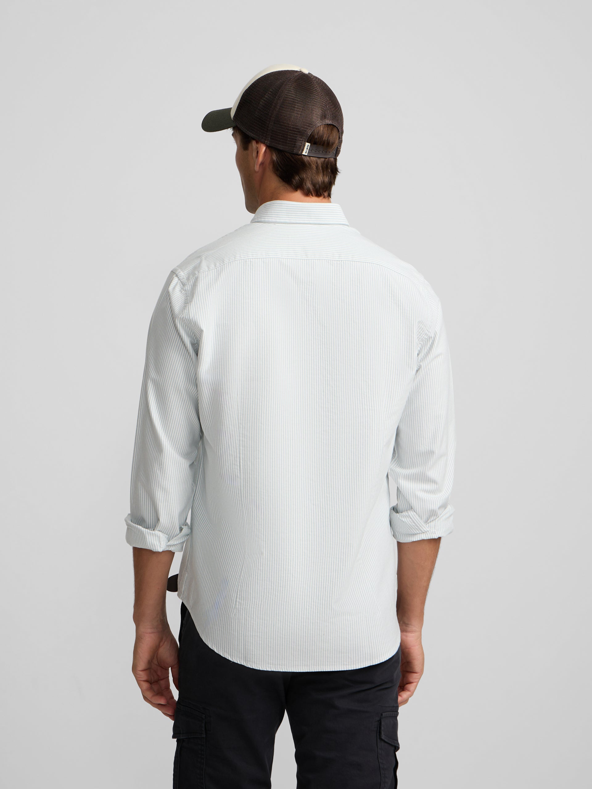 Camisa sport oxford rayas verde