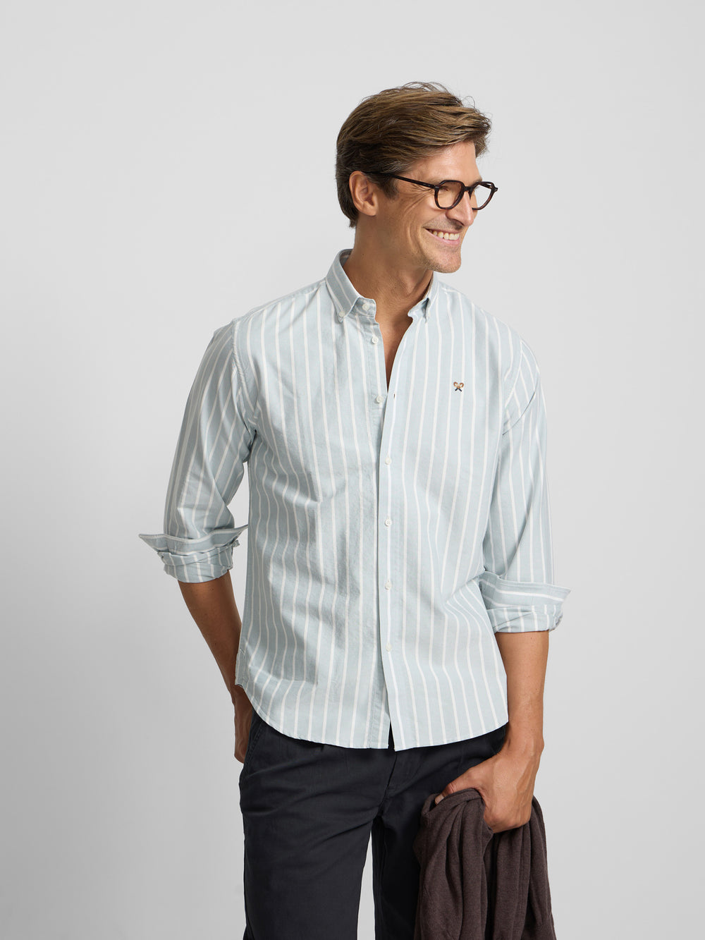 Camisa sport oxford raya ancha verde