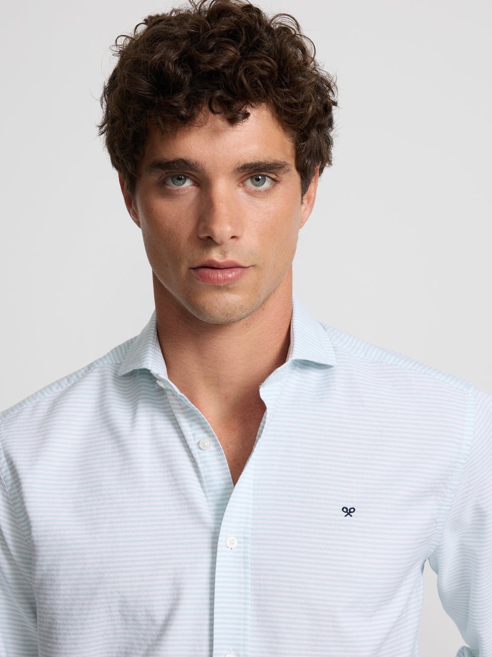 Chemise sport oxford à rayures horizontales vertes