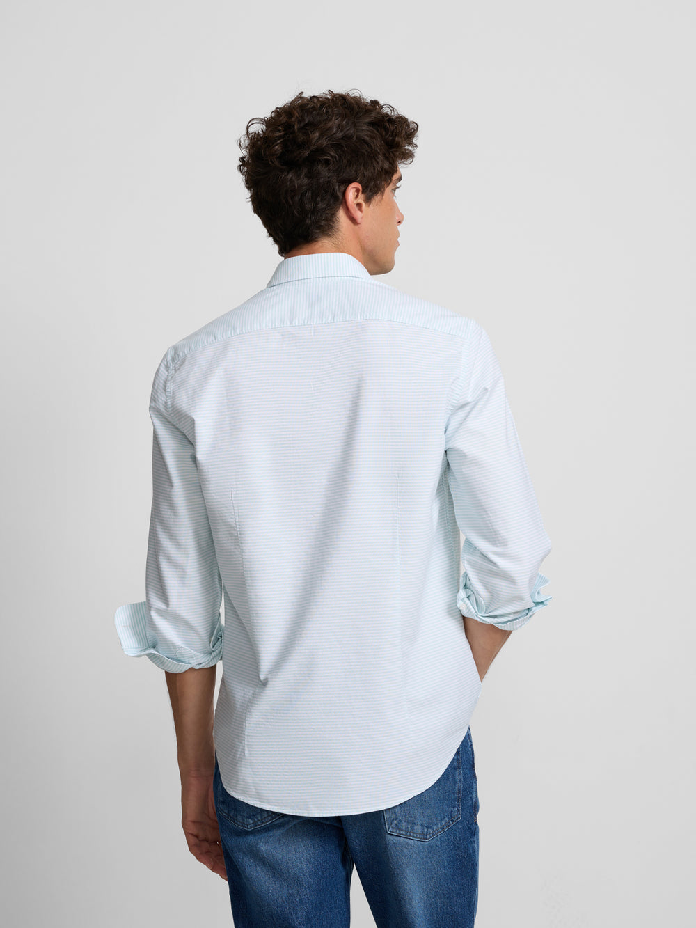 Chemise sport oxford à rayures horizontales vertes