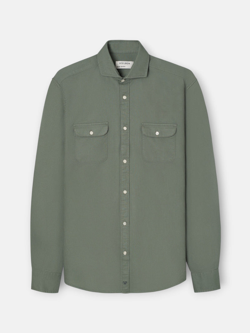 Green structured sport shirt with pockets