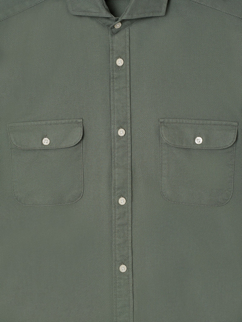 Green structured sport shirt with pockets