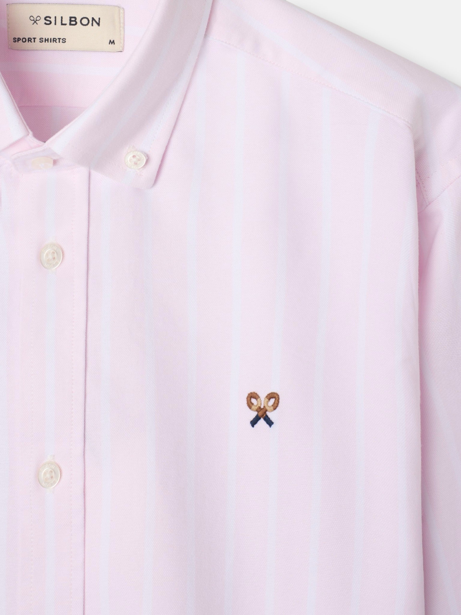 Camisa sport oxford raya ancha rosa