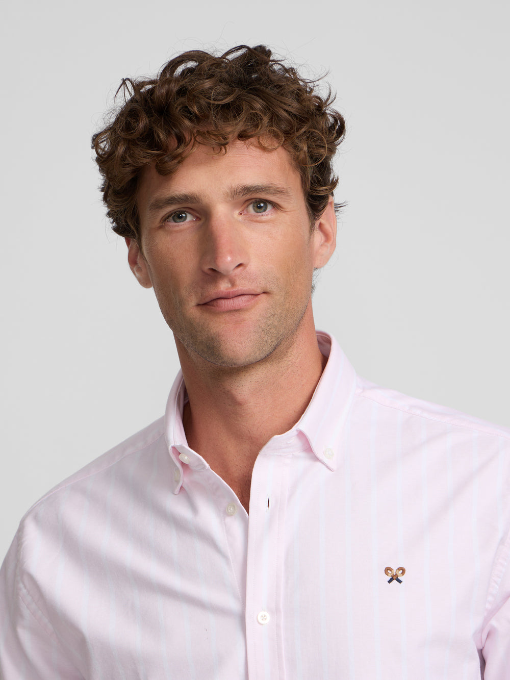 Camisa sport oxford raya ancha rosa