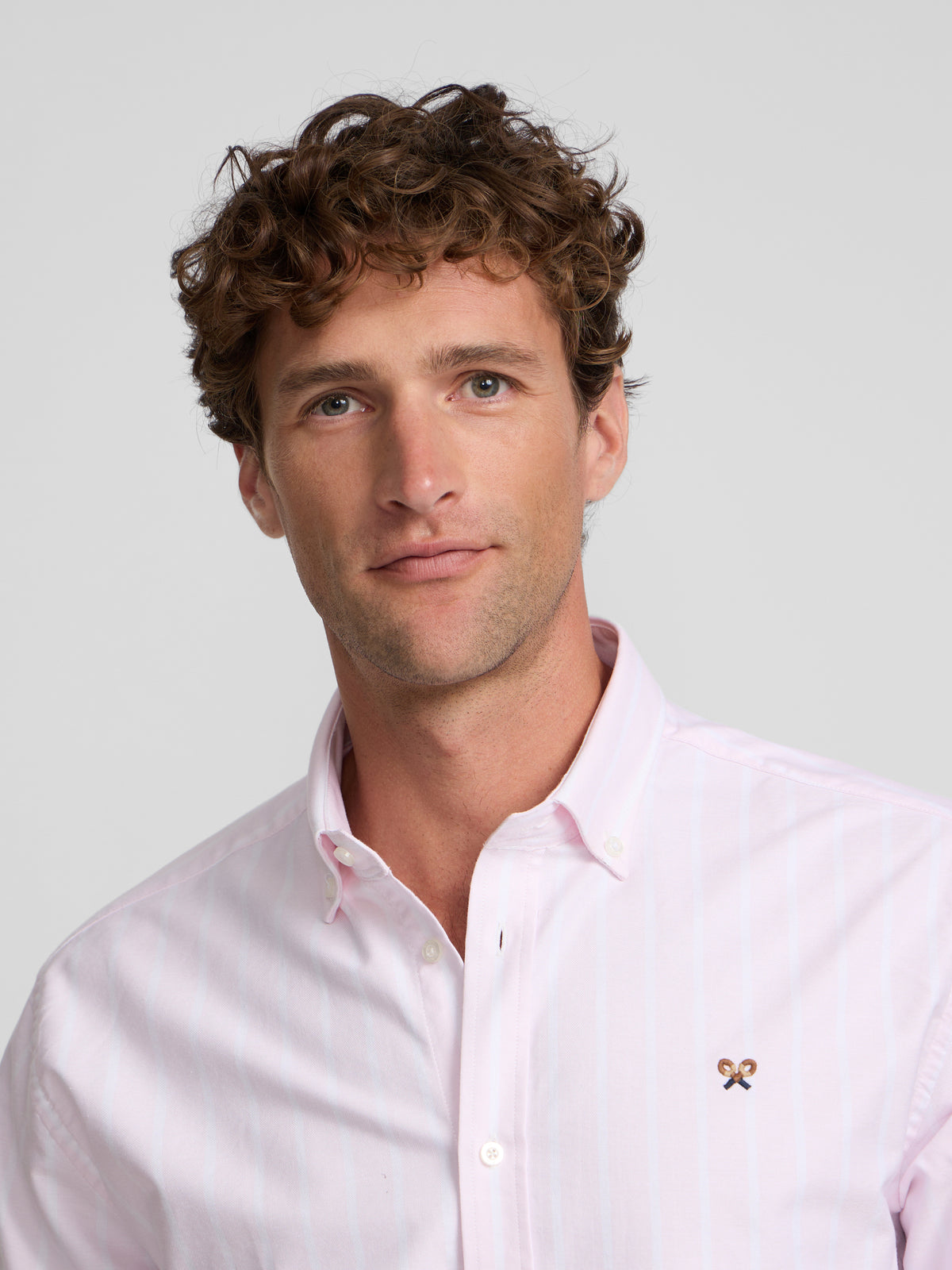 Camisa sport oxford raya ancha rosa