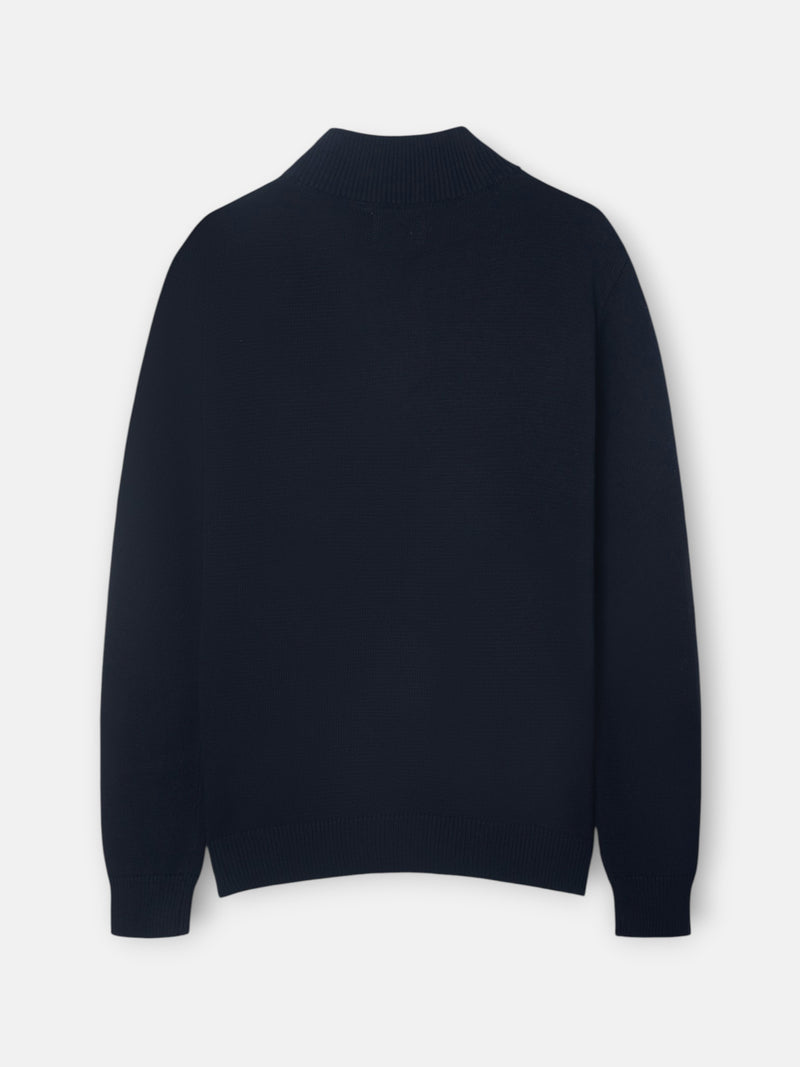 Navy blue half-zip sweater