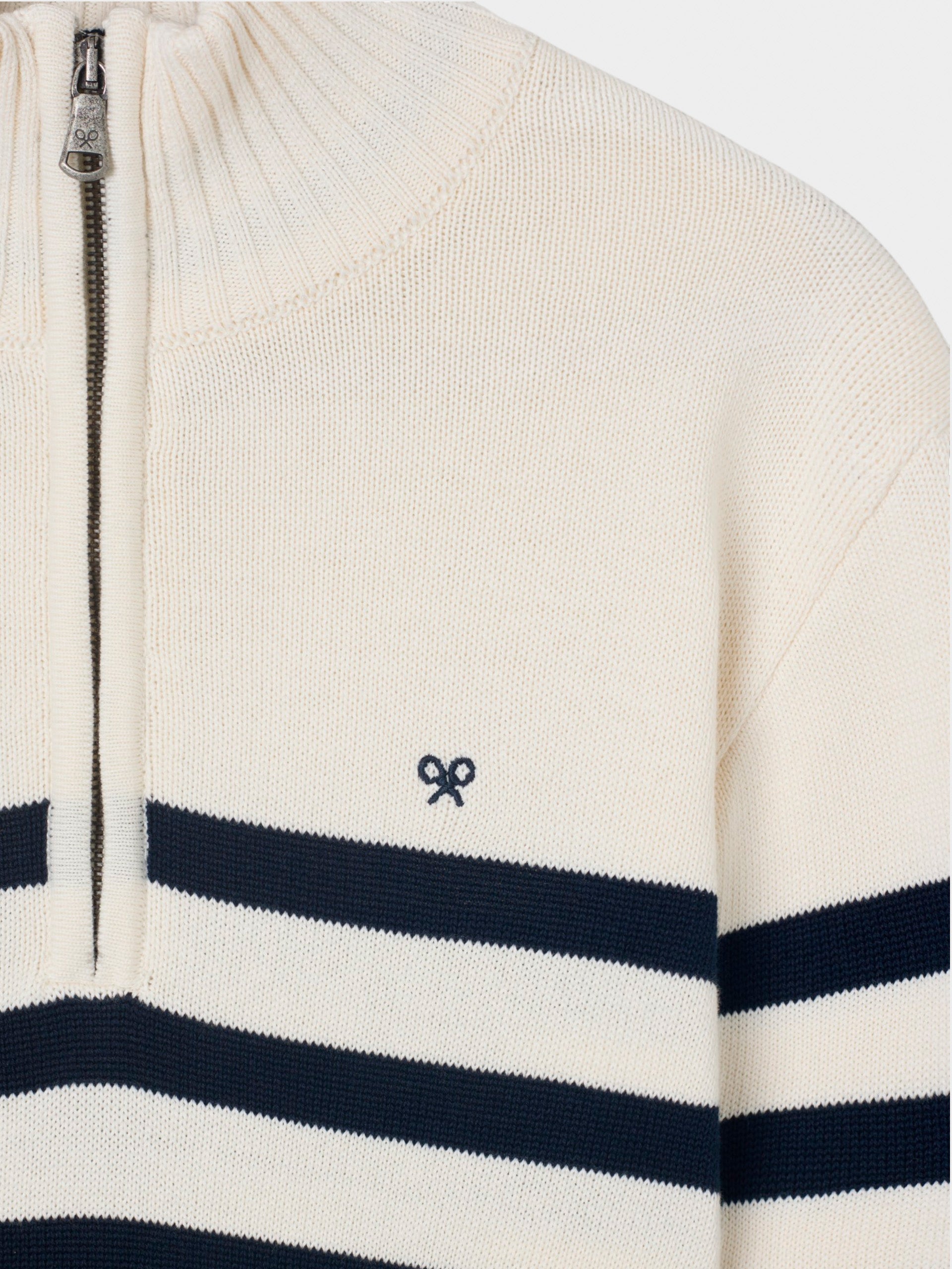 Cruise half-zip sweater with blue stripes