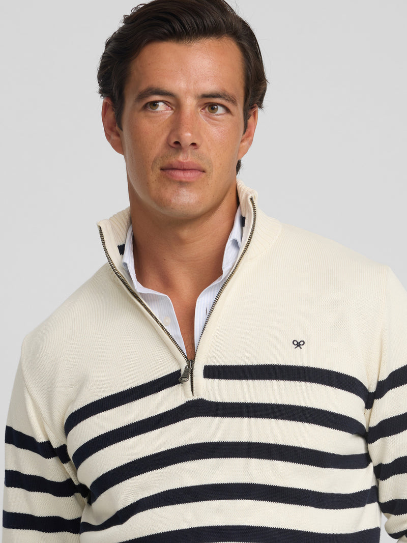 Jersey media cremallera cruise rayas azules