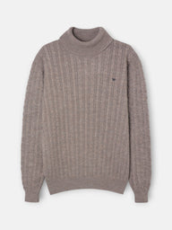Jersey cuello vuelto de ochos beige