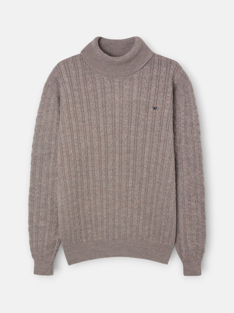 Jersey cuello vuelto de ochos beige