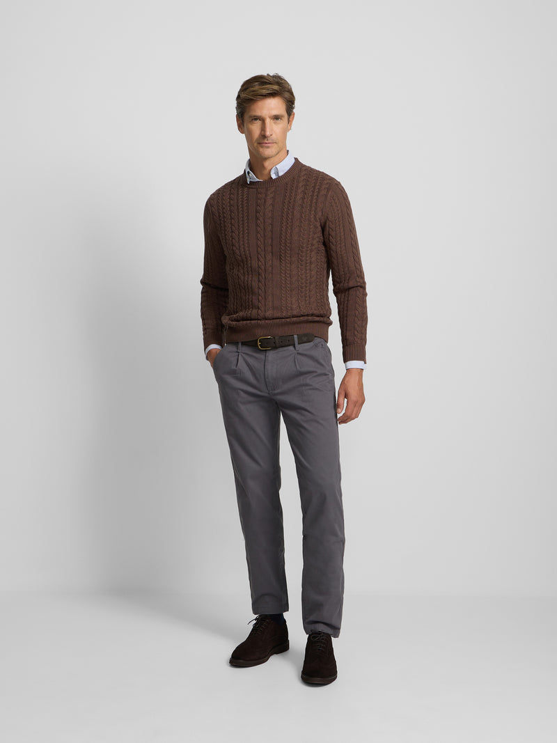 Brown cable knit sweater