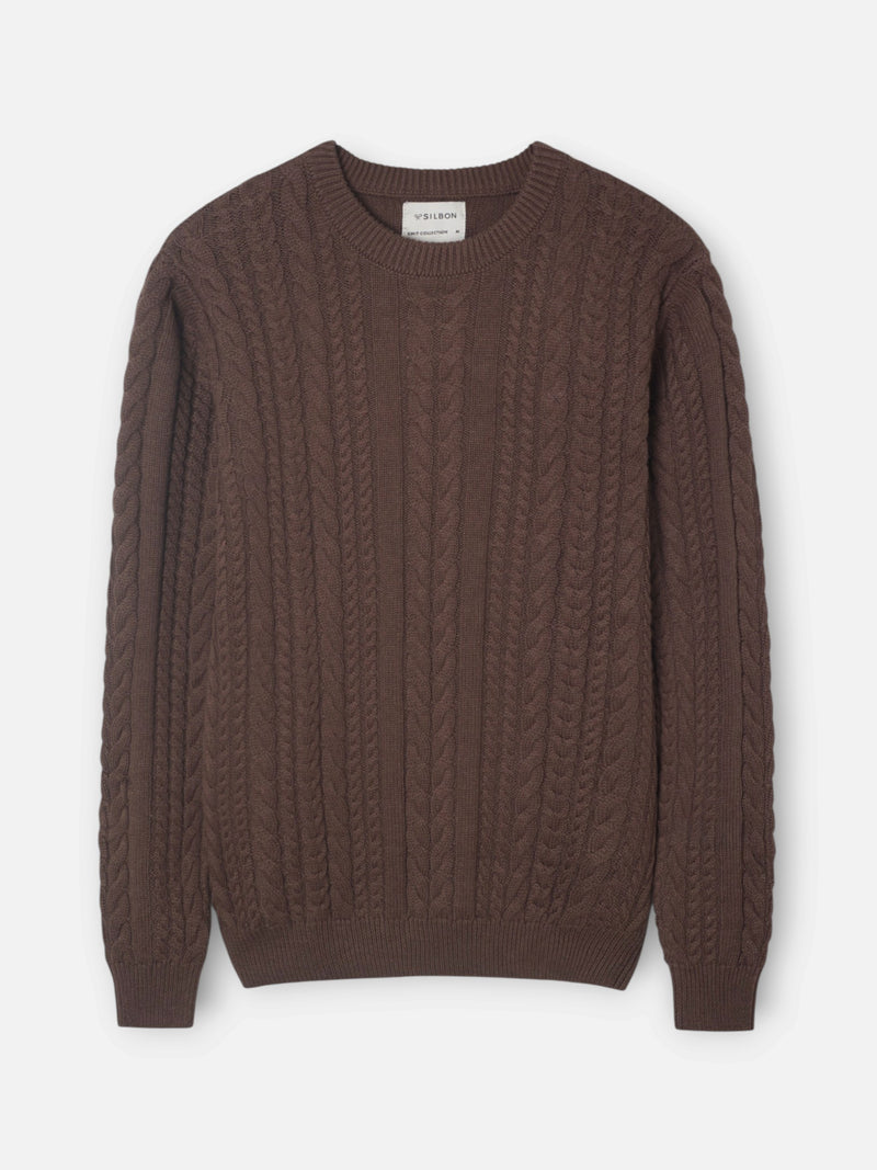 Brown cable knit sweater