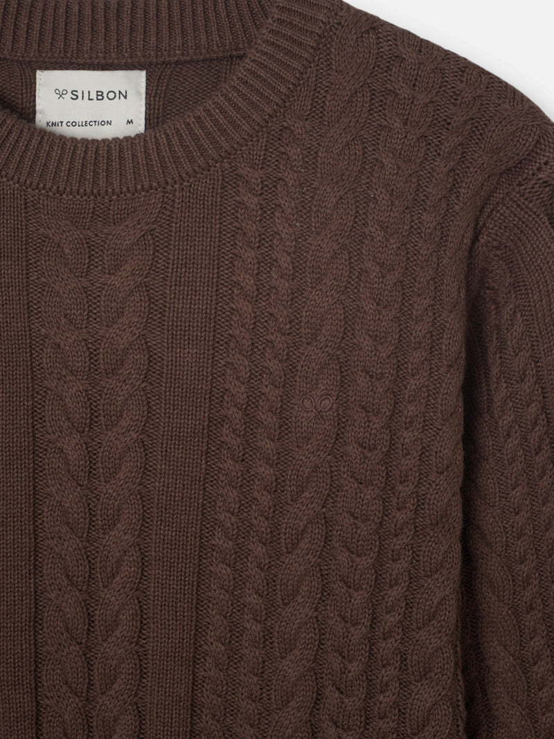 Brown cable knit sweater