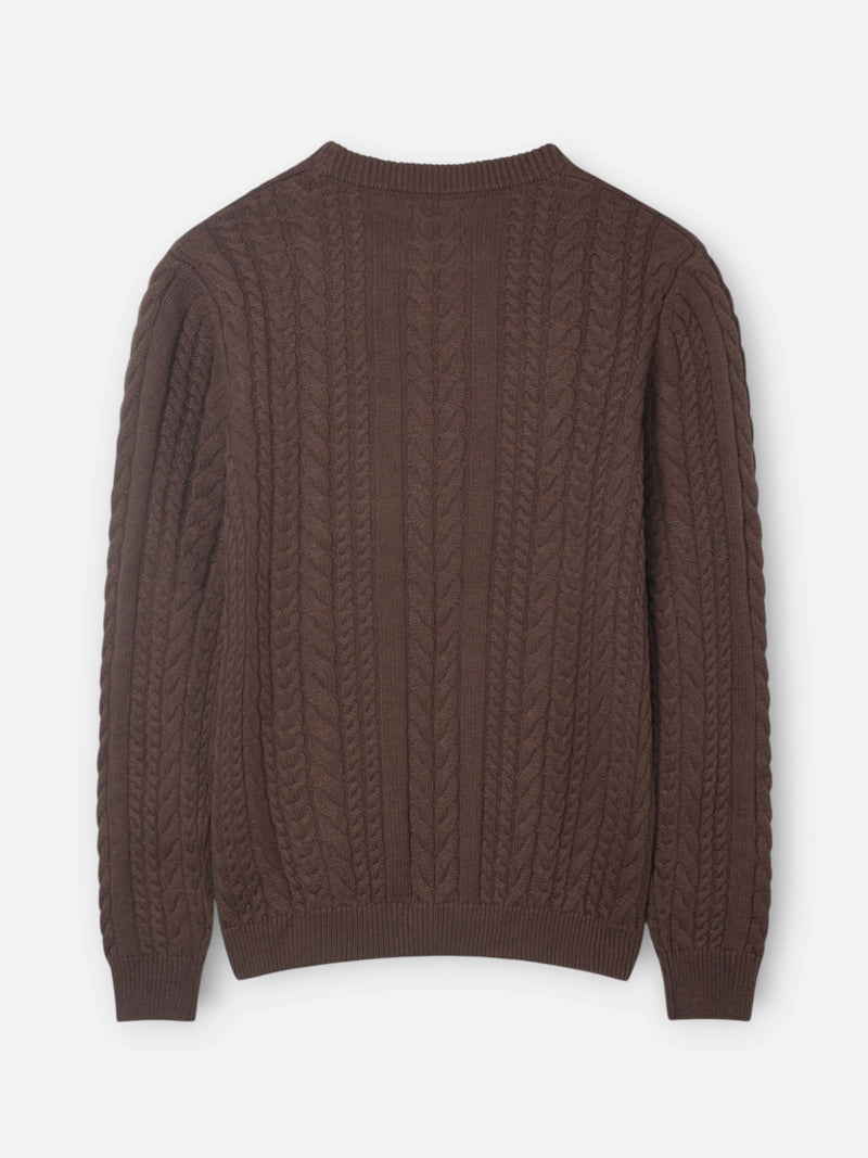 Brown cable knit sweater
