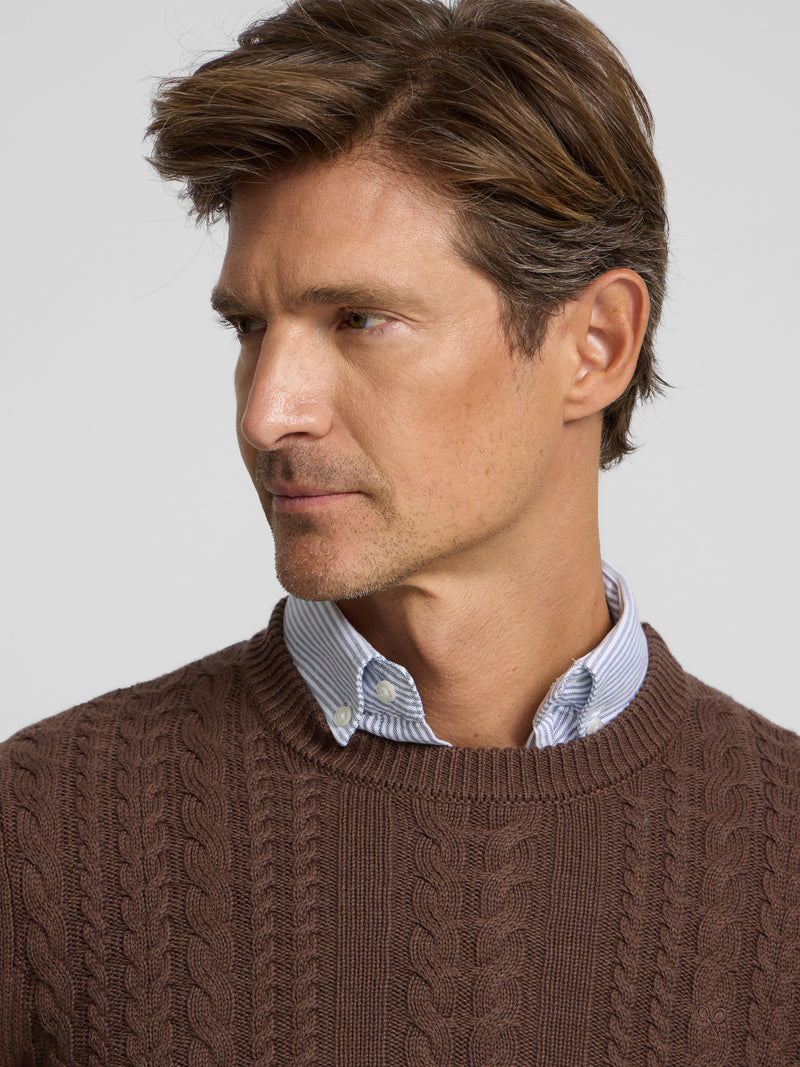 Brown cable knit sweater