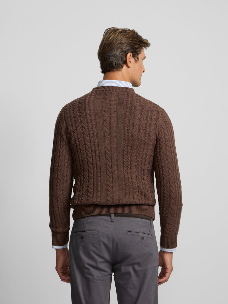 Brown cable knit sweater
