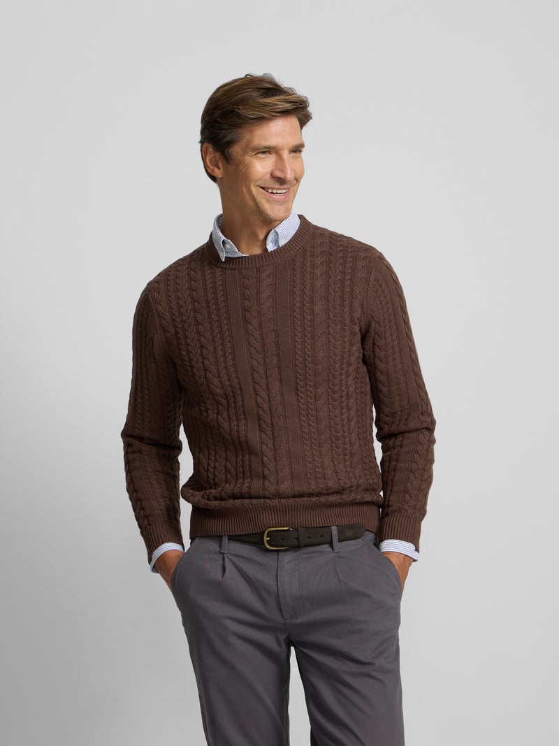Brown cable knit sweater