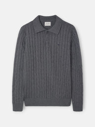 Pull col polo torsadé gris