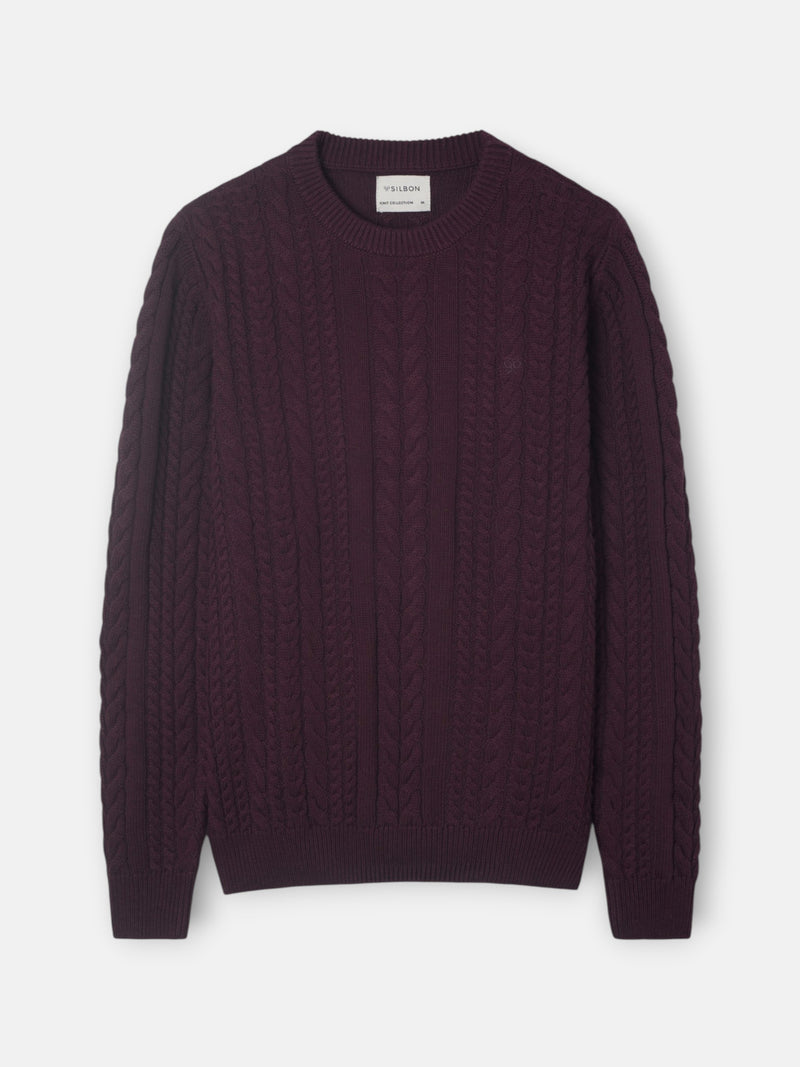 Burgundy cable knit sweater