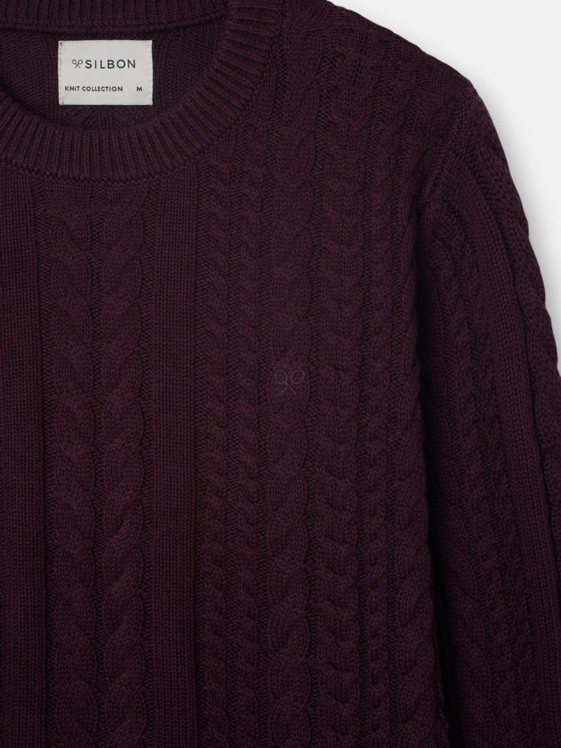 Burgundy cable knit sweater