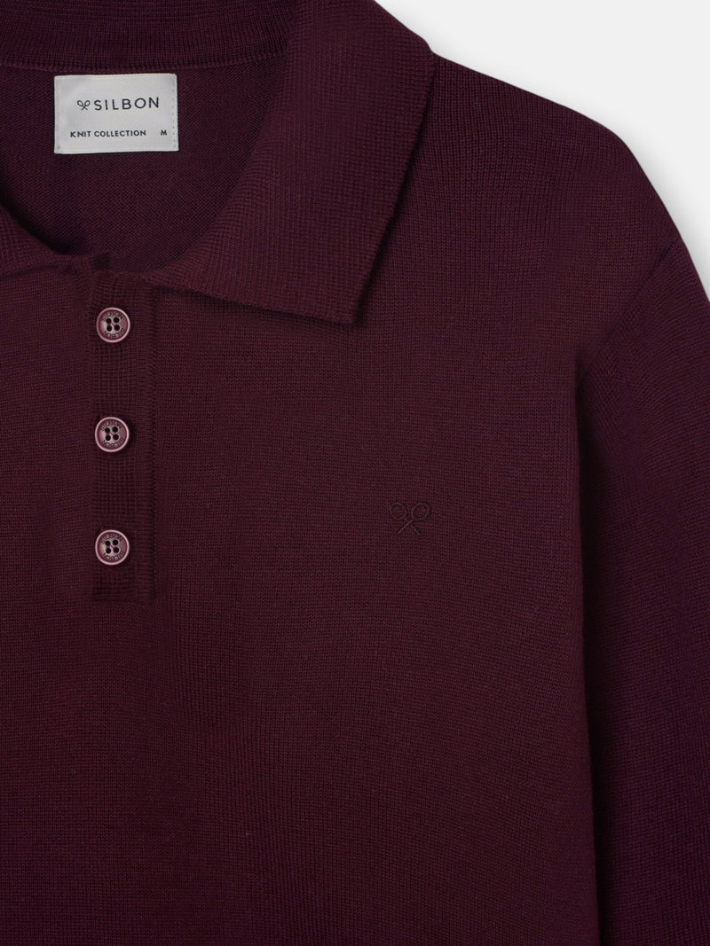 Jersey cuello polo burdeos