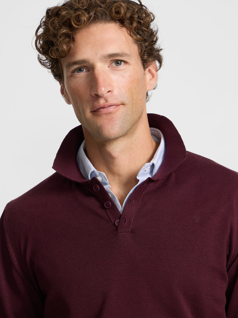 Jersey cuello polo burdeos