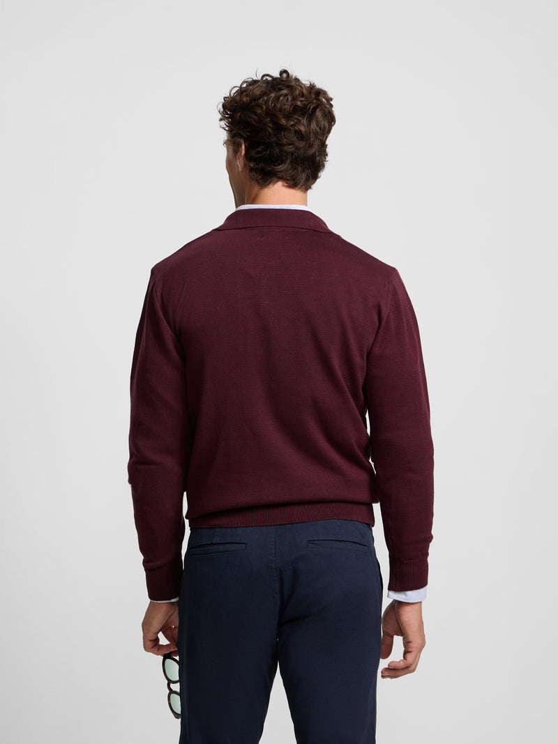 Jersey cuello polo burdeos