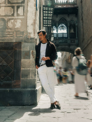 White cruise denim sport trousers