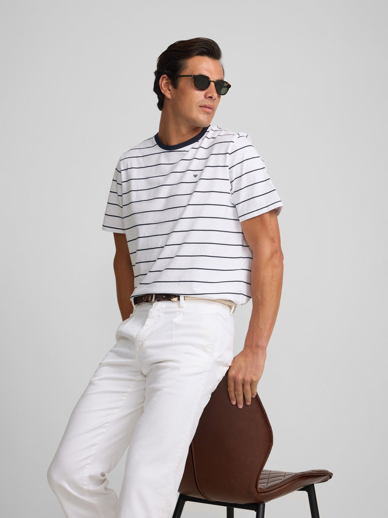 White cruise denim sport trousers
