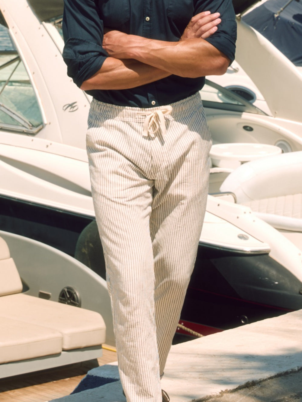Pantalon de sport cruise à rayures bleues