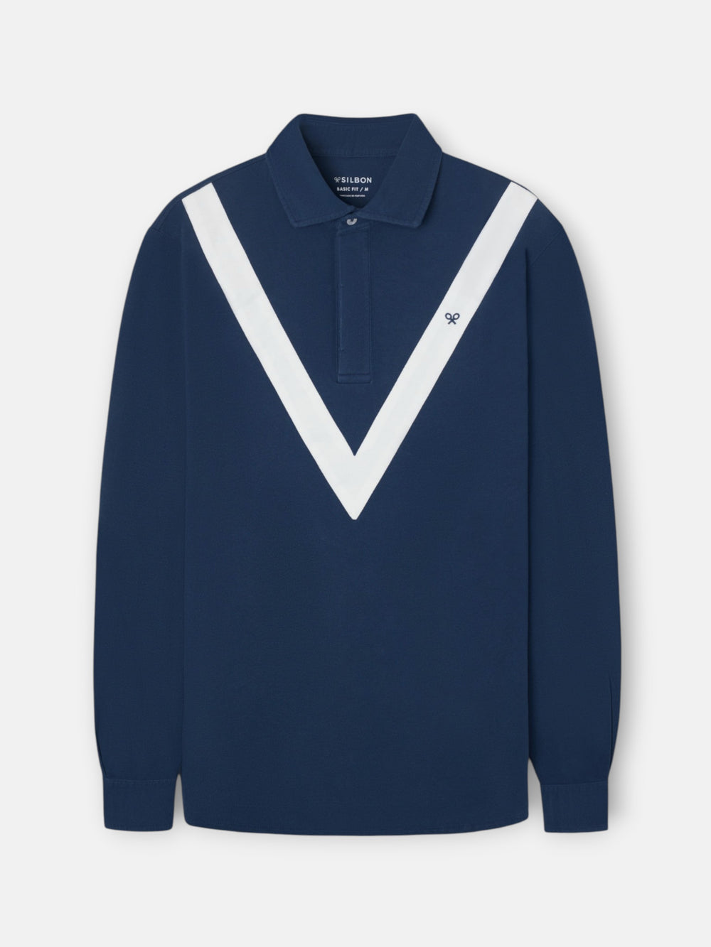 Polo manga larga chevron azul marino