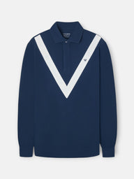 Polo manga larga chevron azul marino