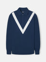 Navy blue long sleeve chevron polo