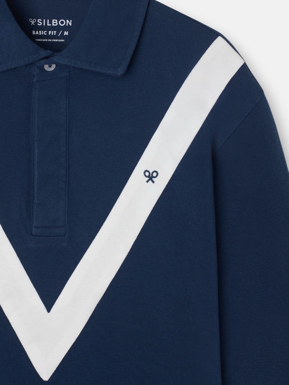 Polo manga larga chevron azul marino