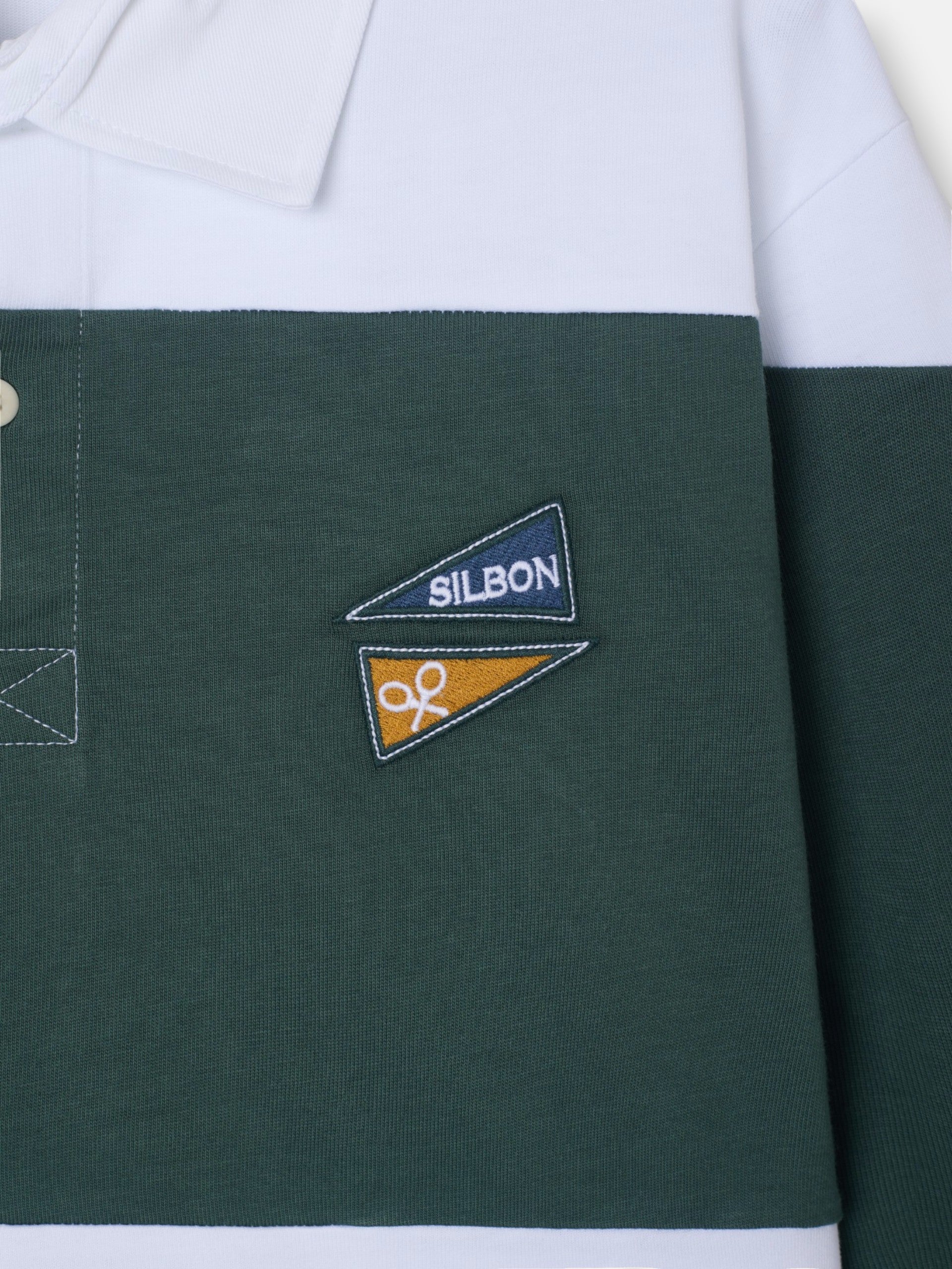 Classic green striped rugby polo