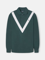 Polo manga larga chevron verde oscuro