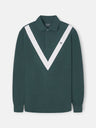 Dark green chevron long sleeve polo
