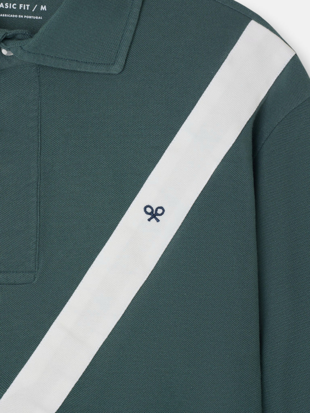 Polo manga larga chevron verde oscuro