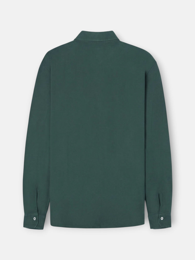 Polo manga larga chevron verde oscuro