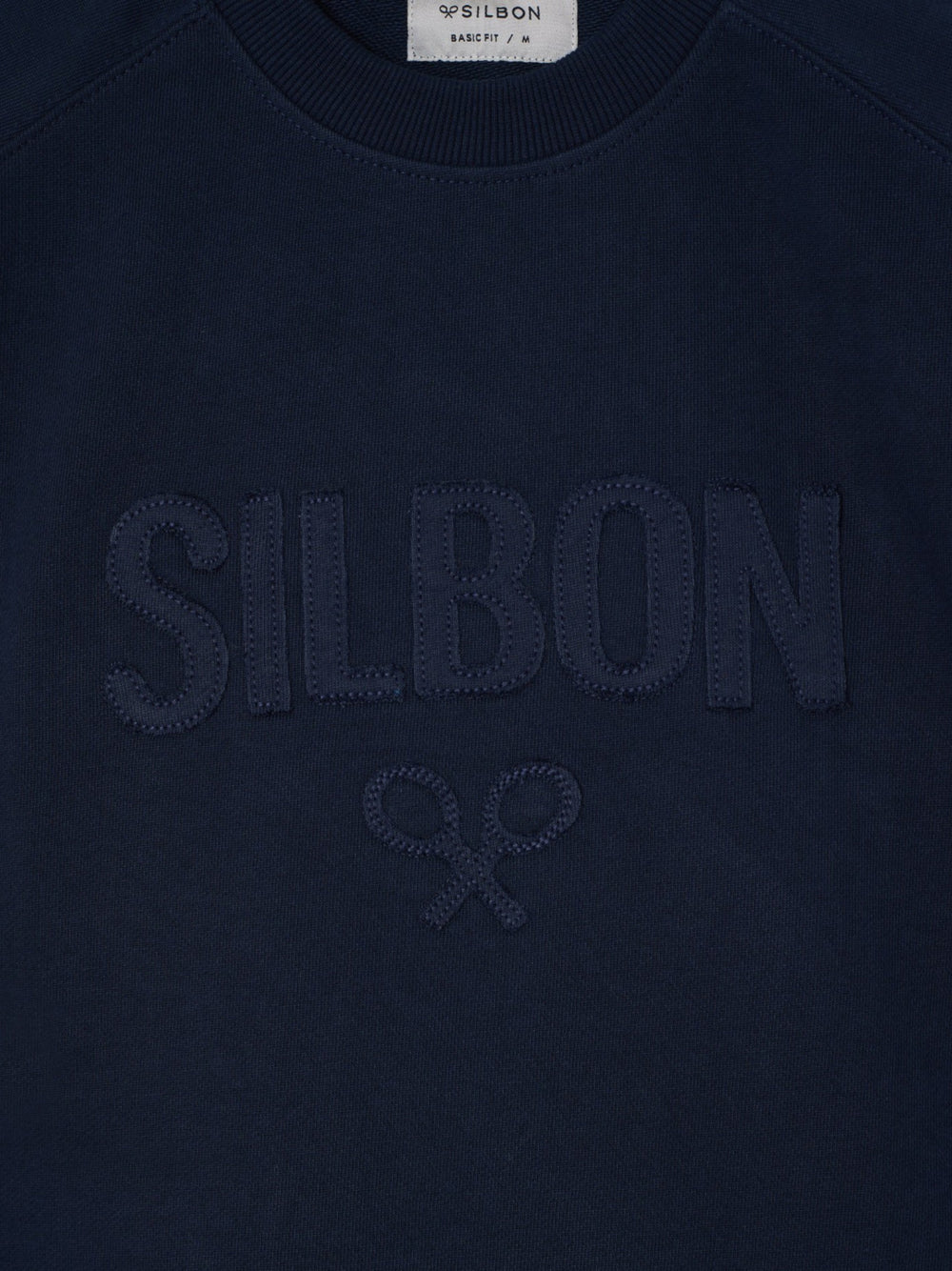 Sweat-shirt raglan patch Silbon bleu marine