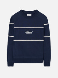 Sweatshirt special fit raglan riscas azul-marinho