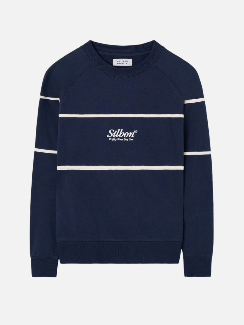 Sudadera special fit ranglan franjas azul marino