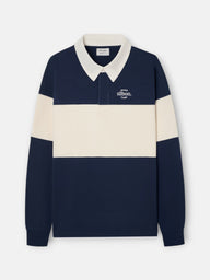 Sudadera relaxed fit cuello polo bloque azul marino